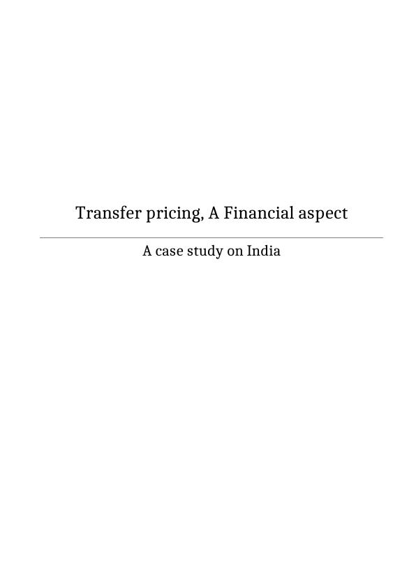 Transfer Pricing in the Context of International Corporate Scenario_1