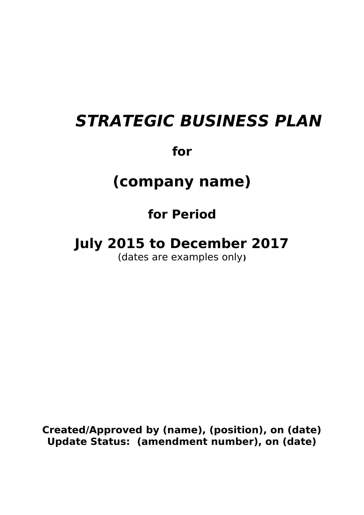 Assignment Strategic Business Plan_1