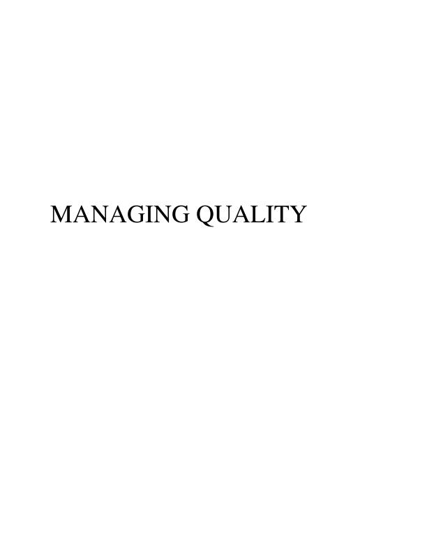 Quality Management  Assignment_1