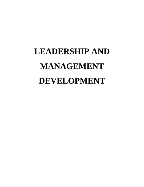 Leadership And Management Development | Assignment_1
