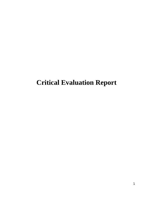 Critical Evaluation Report_1
