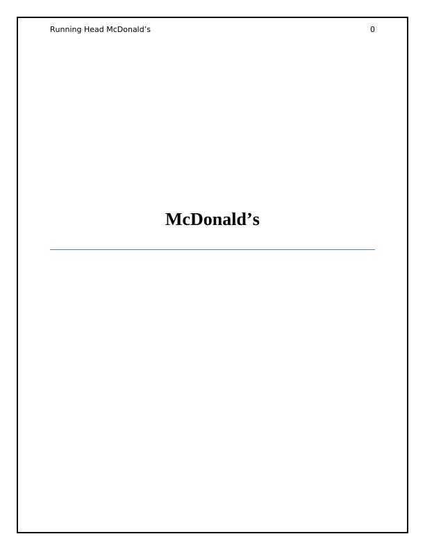 Strategic Management of McDonald's_1