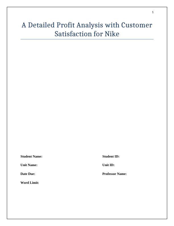 Profit Analysis with Customer Satisfaction for Nike_1