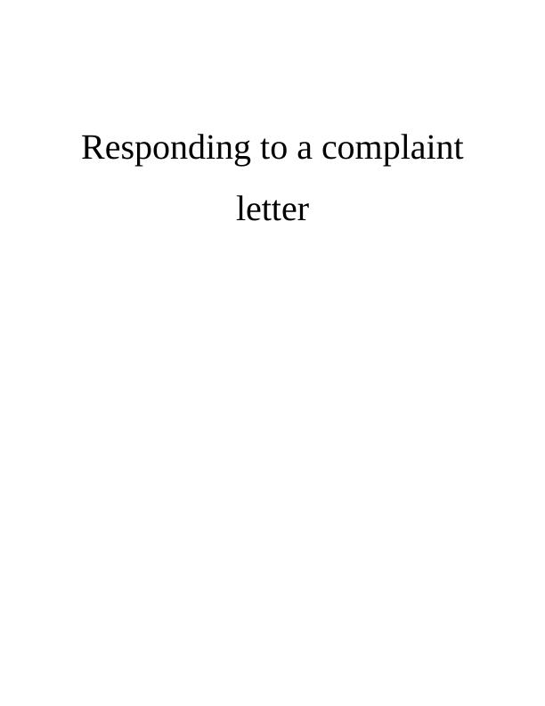 Responding to a Complaint Letter Assignment_1