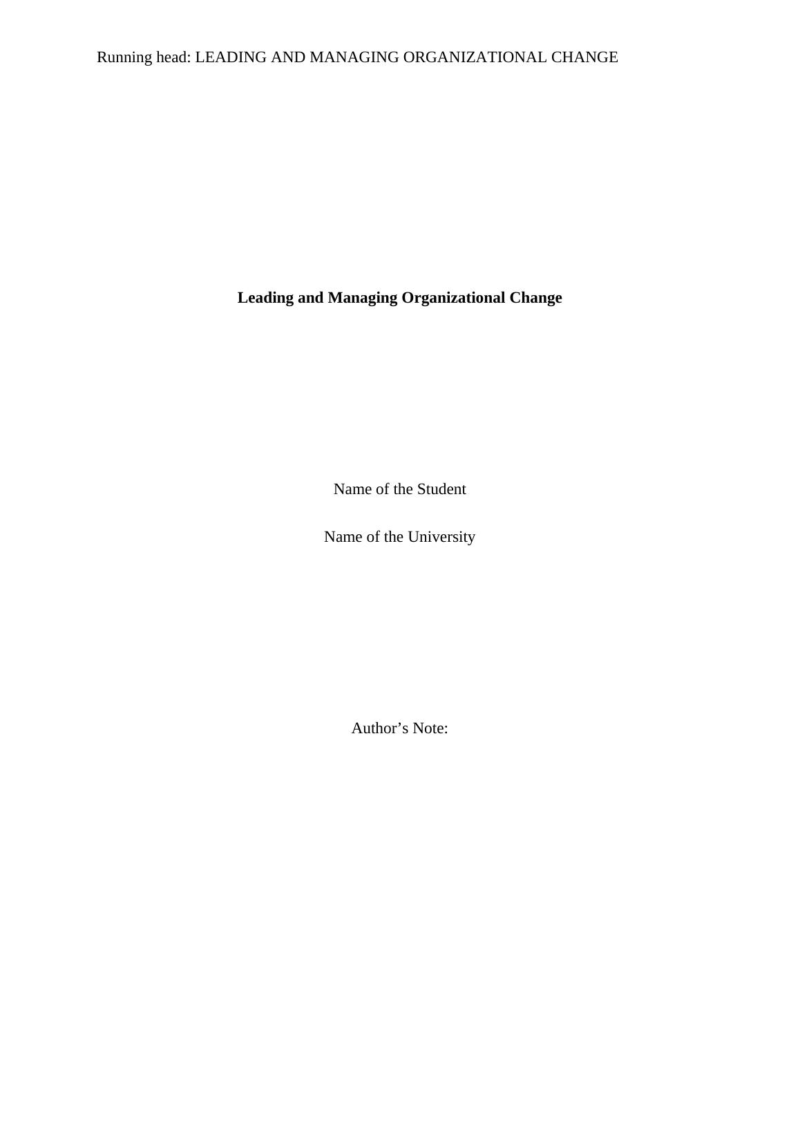 Leading and Managing Organizational Change | Study_1