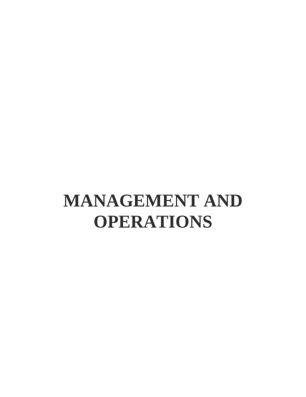 Management and Operations - Procter and Gamble Assignment_1