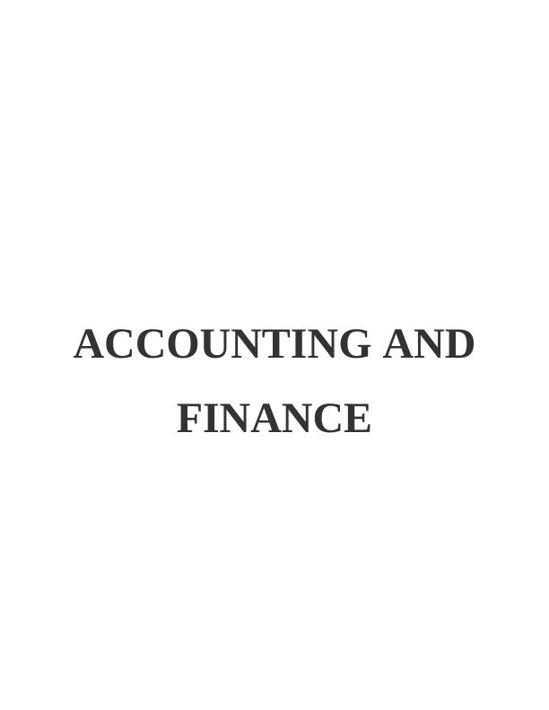 Accounting and  Finance Assignment_1