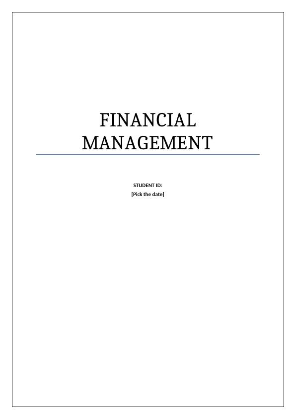Financial Management : Assignment_1