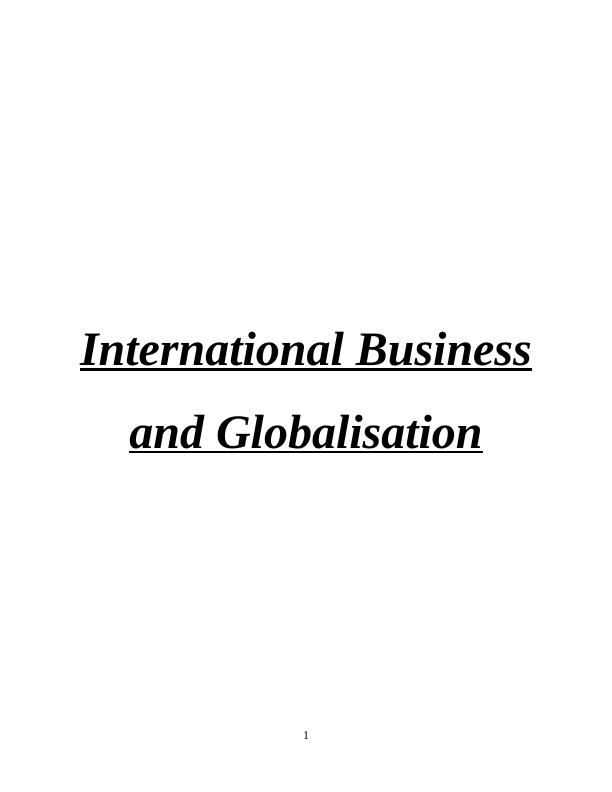 International Business and Globalisation_1