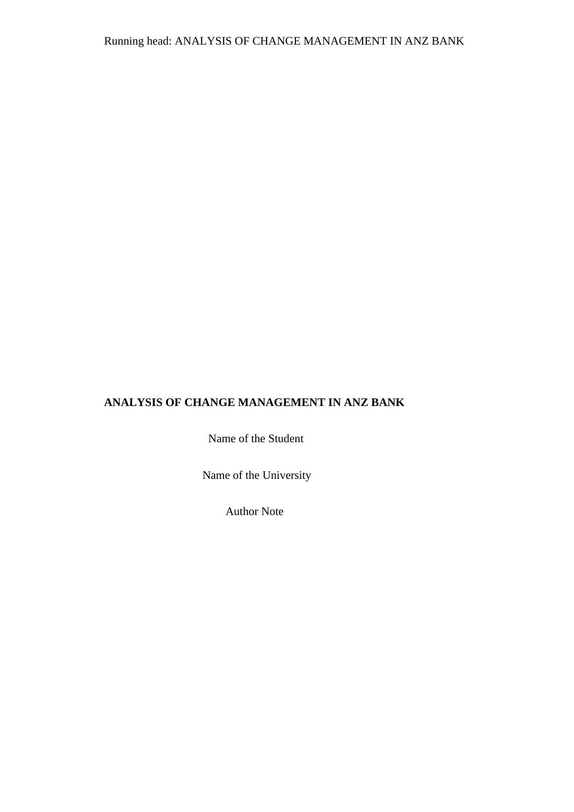 Analysis of Change Management in ANZ Bank_1