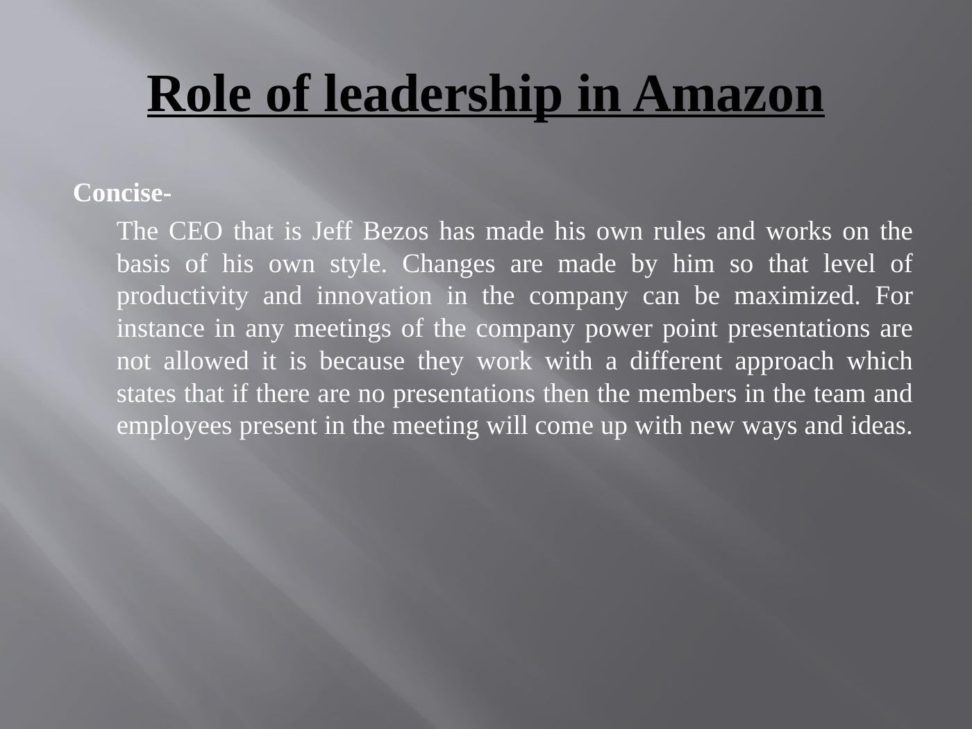 Role of Leadership in Amazon