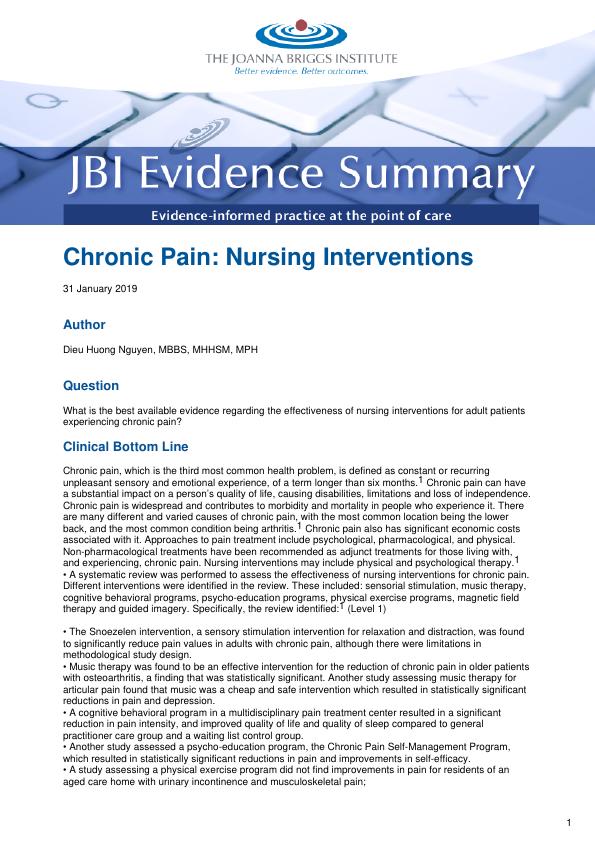 Chronic Pain: Nursing Interventions - Evidence Summary_1