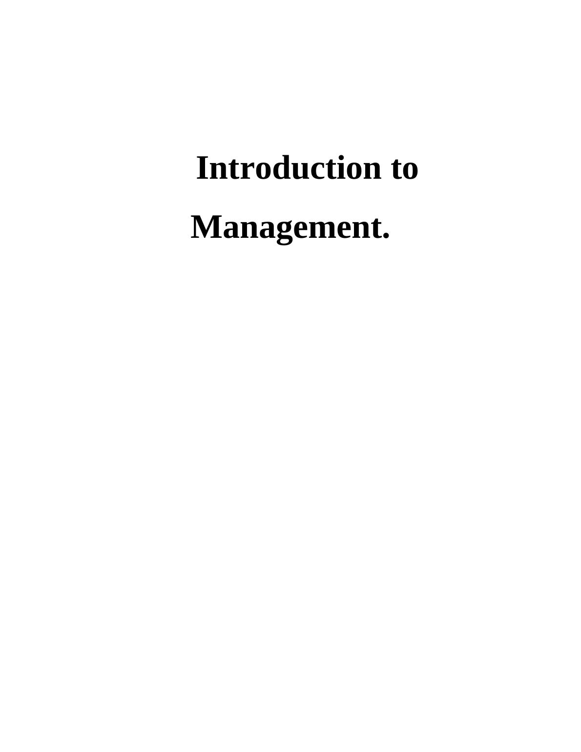 introduction to management assignment