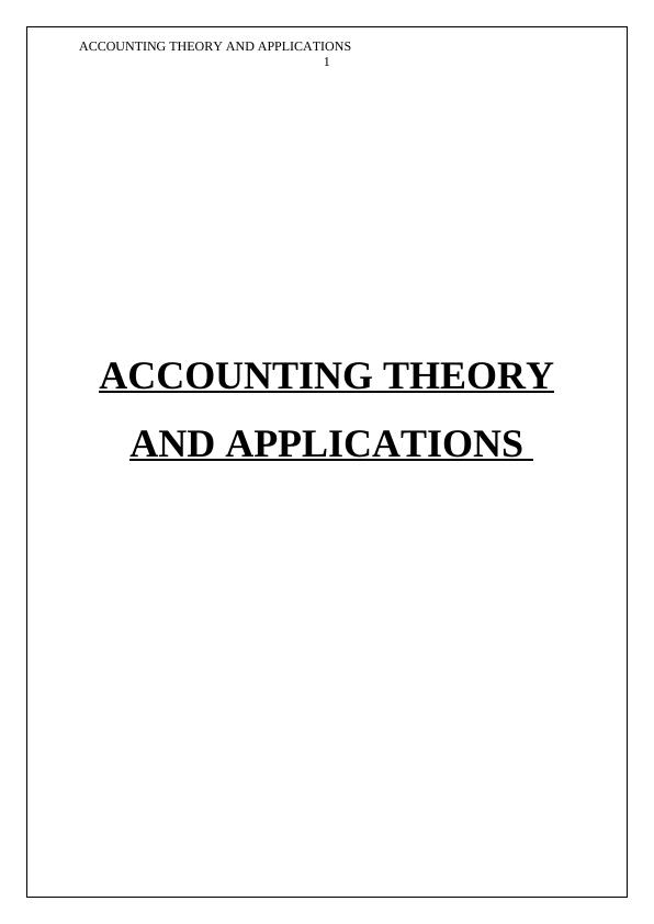 accounting theory assignment 1