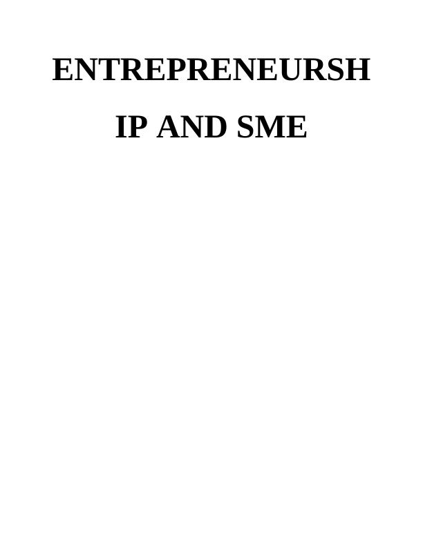 Entrepreneurship and SME Assignment_1