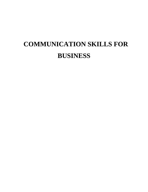 Communication Skill for Business : Assignment_1
