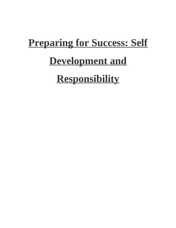 Preparing for Success: Self Development and Responsibility_1