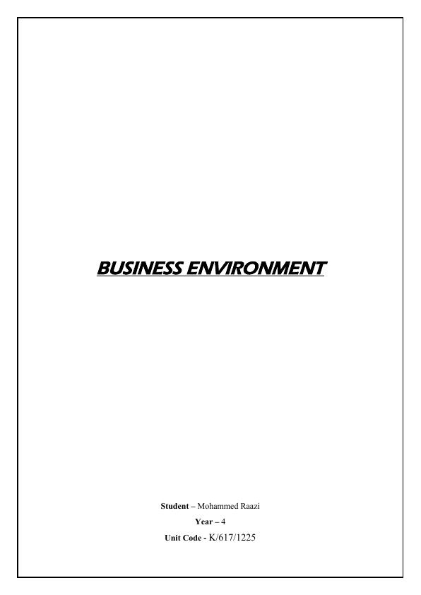 Article on Business Environment of an Organization_1