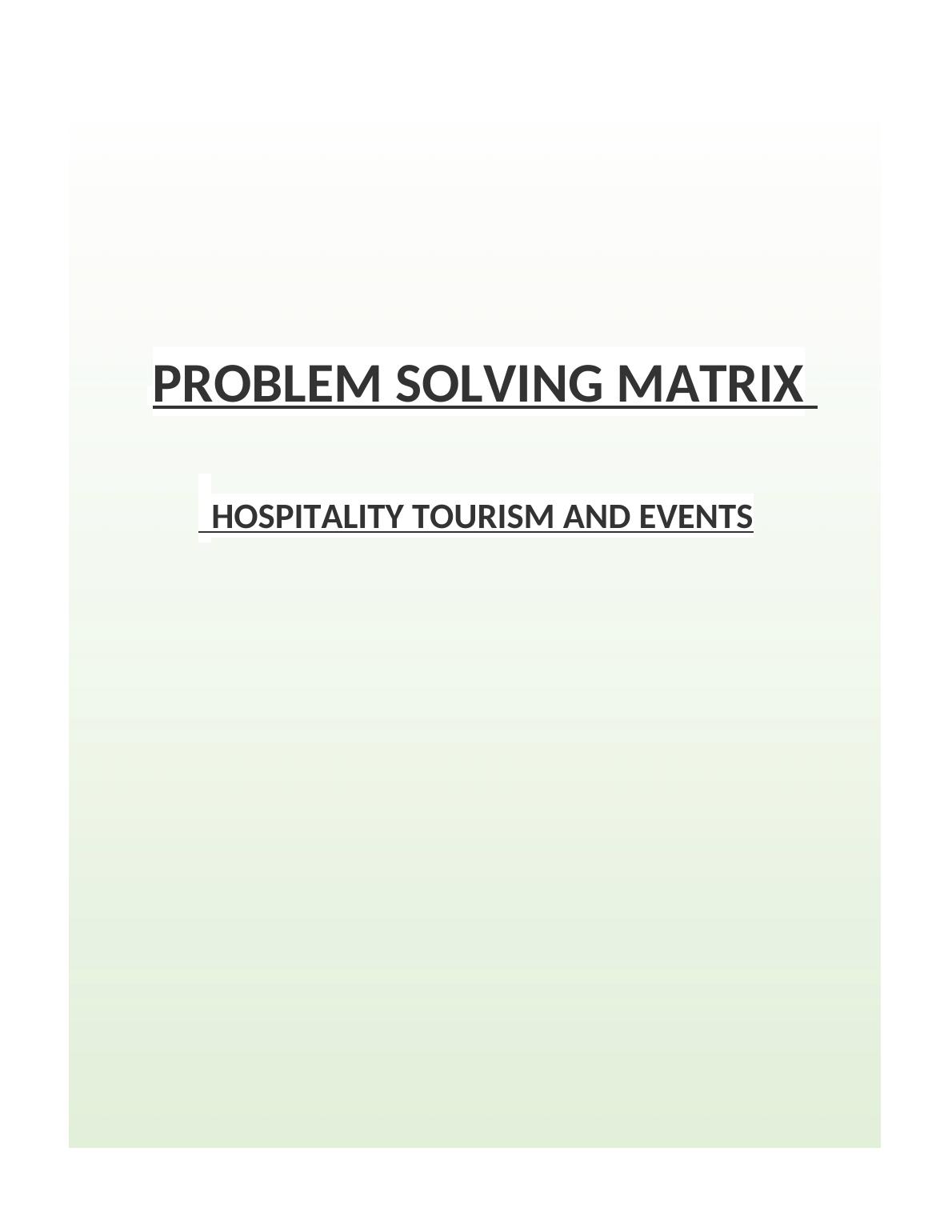 problem solving in hospitality industry