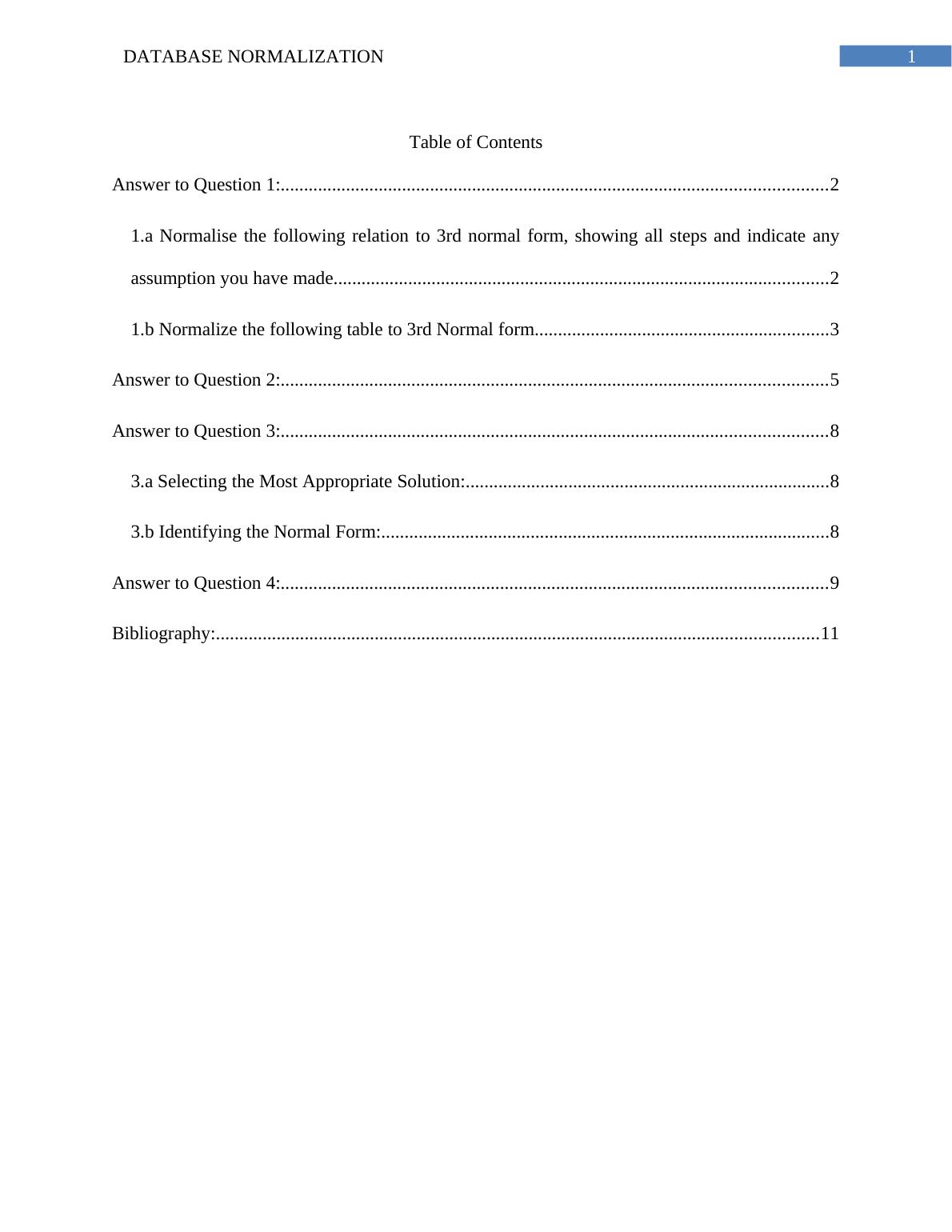 normalization assignment solution