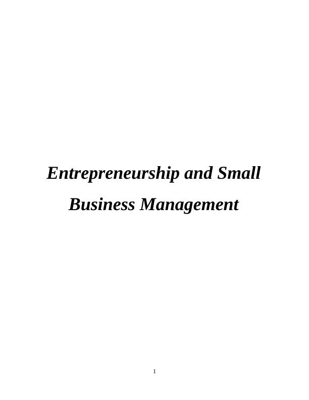 Assignment | Entrepreneurship and Small Business Management (Doc)_1