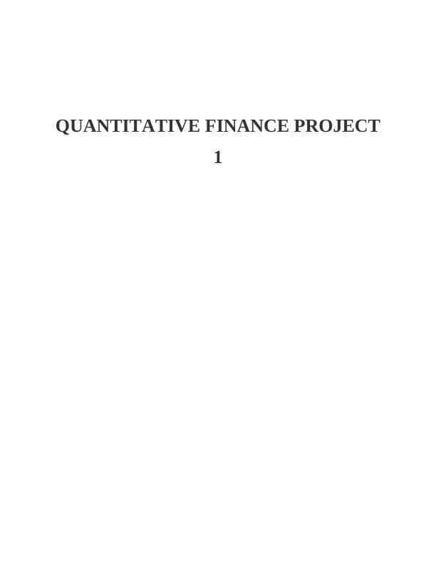 Quantitative finance Assignment Solved_1