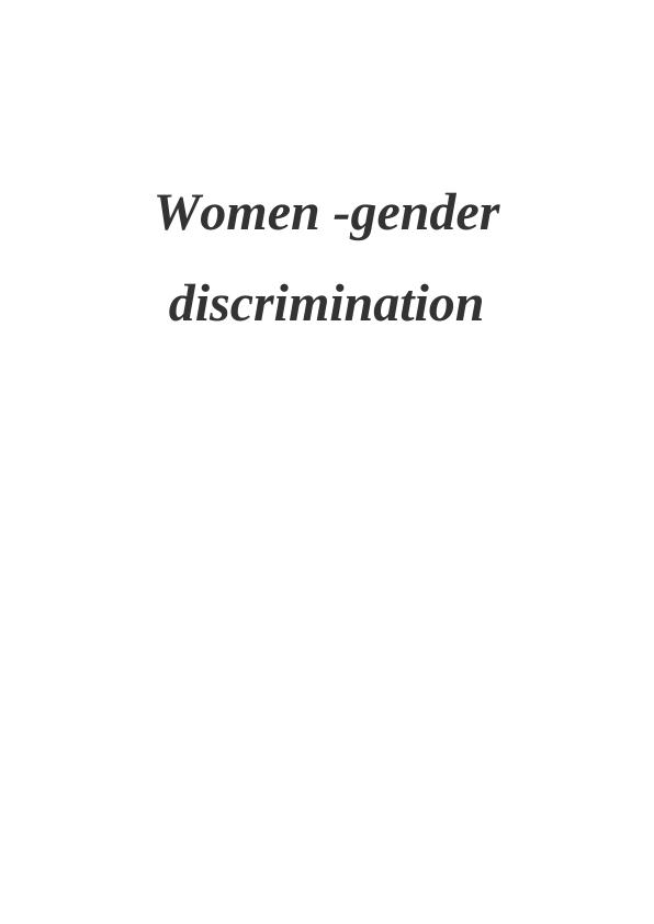 Women Gender Discrimination: History, Laws, and Practices_1