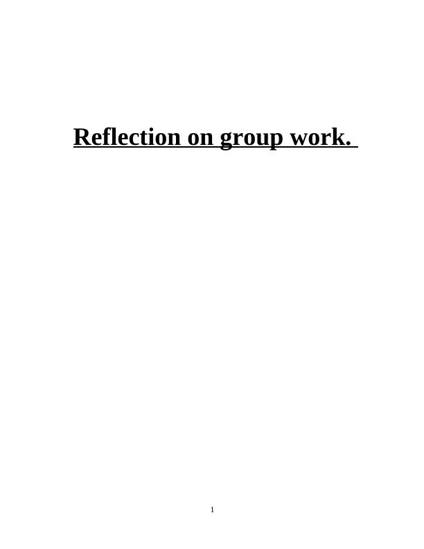 group work presentation reflection