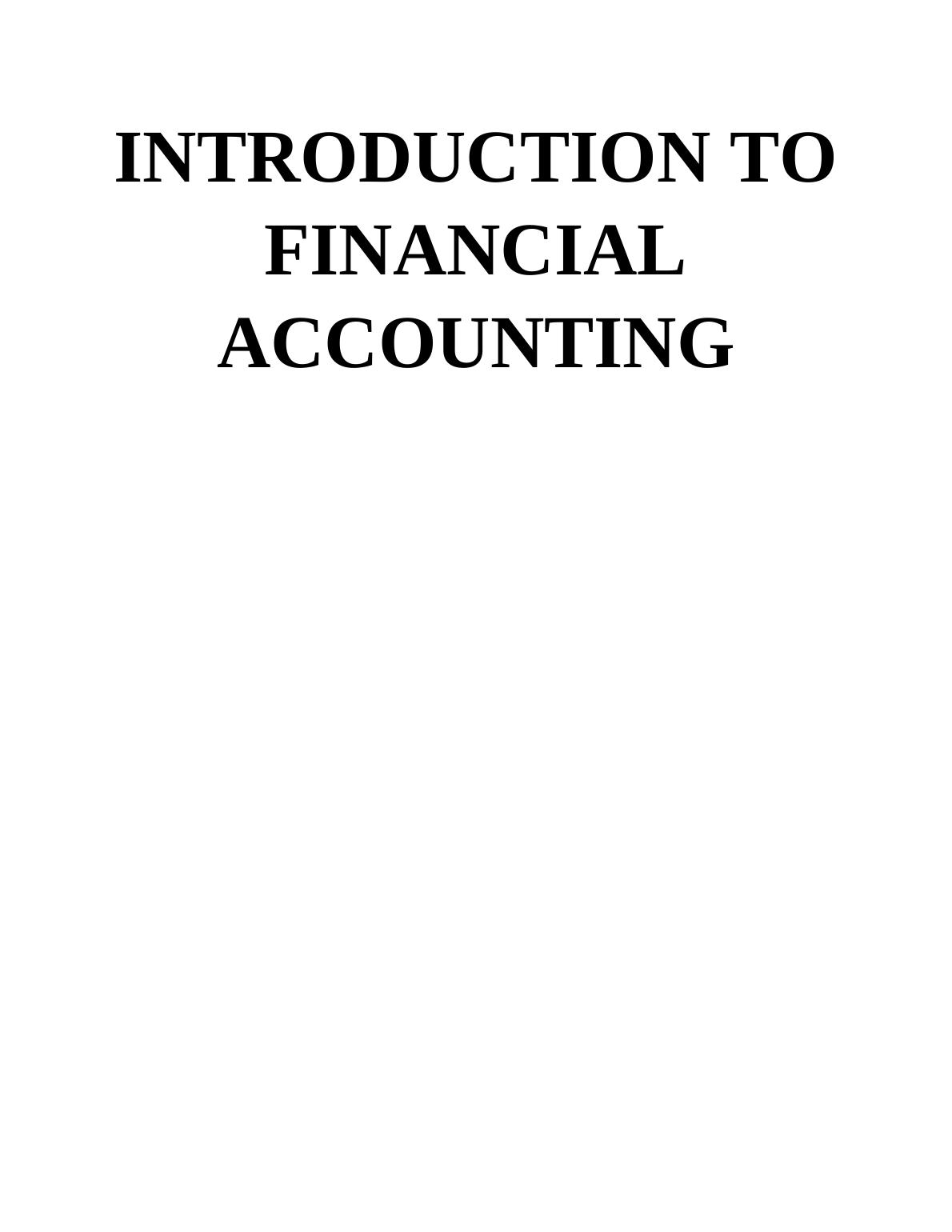 Introduction to Financial Accounting