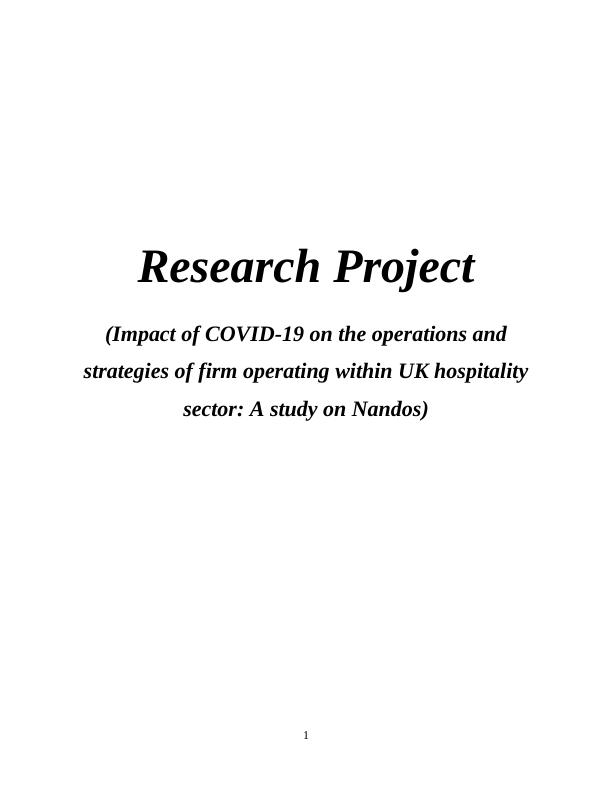 Impact of COVID-19 on Operations and Strategies of UK Hospitality Sector: A Study on Nandos_1