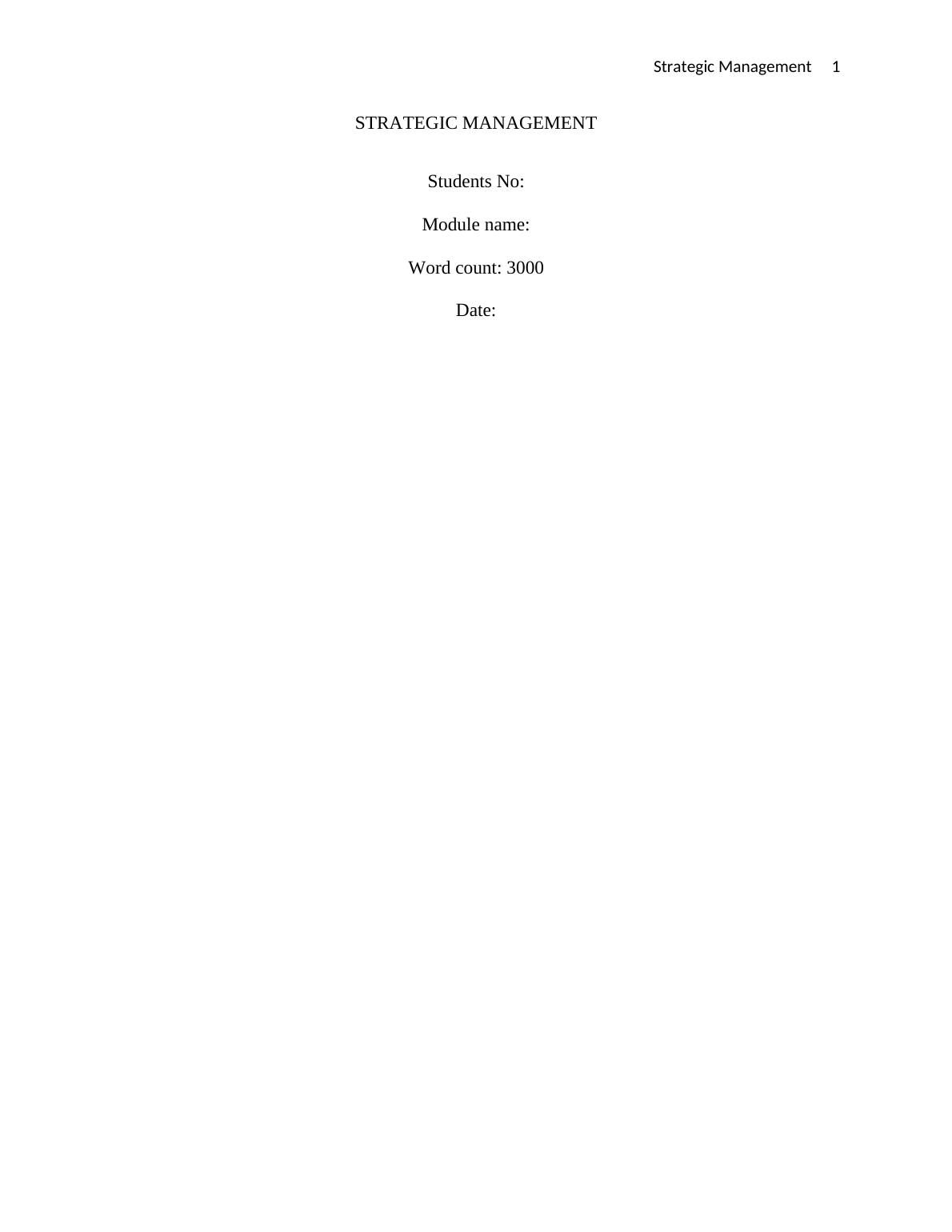 assignment on strategic management pdf