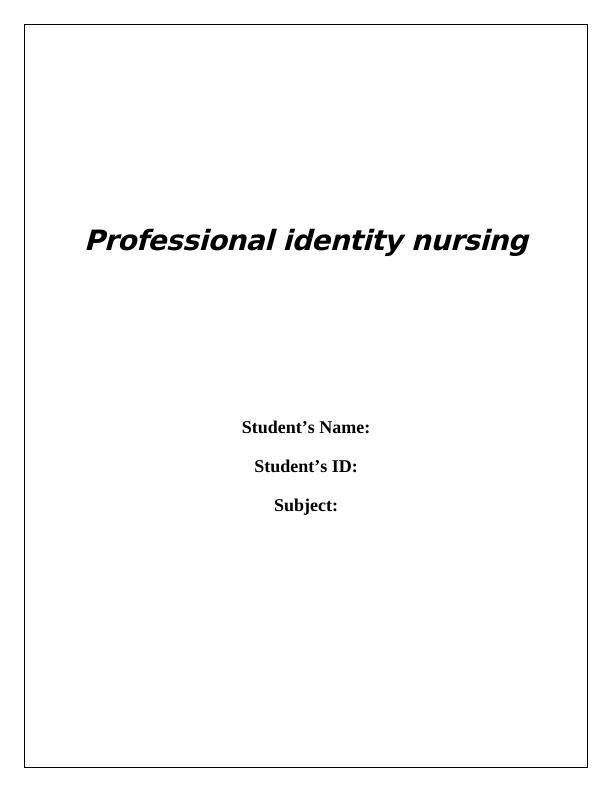 professional identity nursing essay