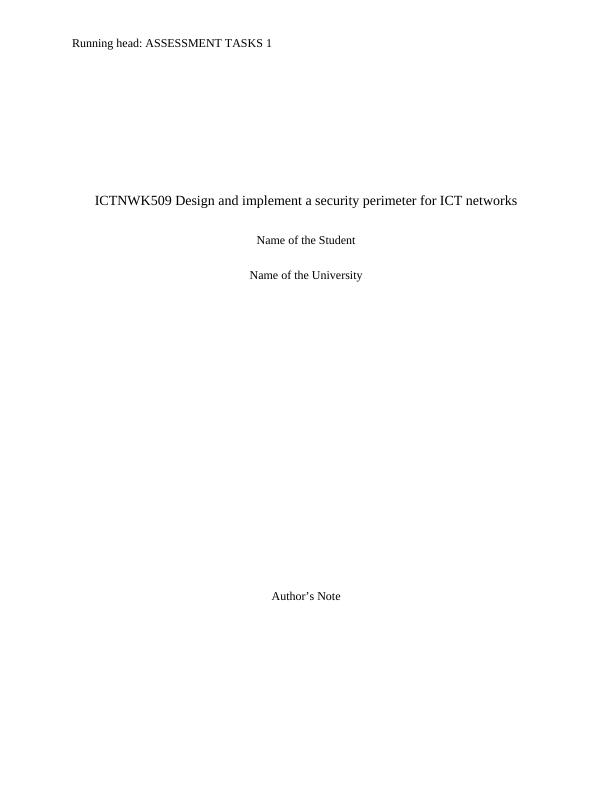 ICTNWK509 Design and Implement a Security Perimeter for ICT Networks_1