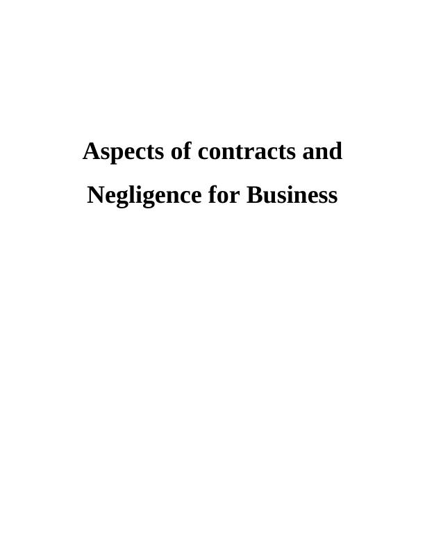 Aspects of contracts and Negligence for Business._1