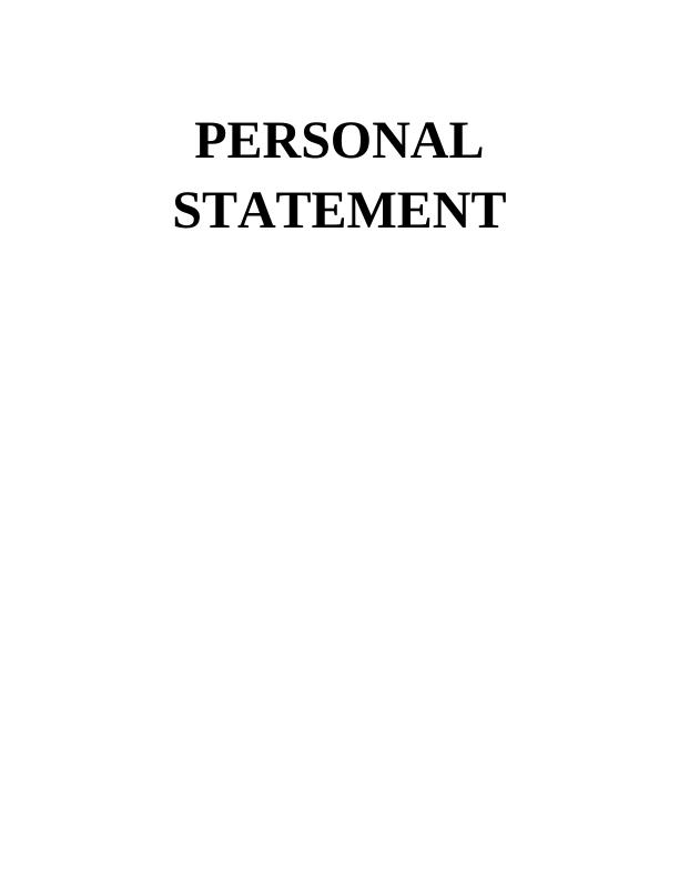 Personal Statement: Assignment_1
