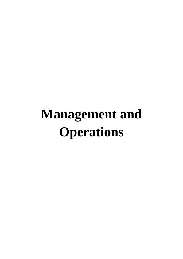 The Management and Operations Assignment_1