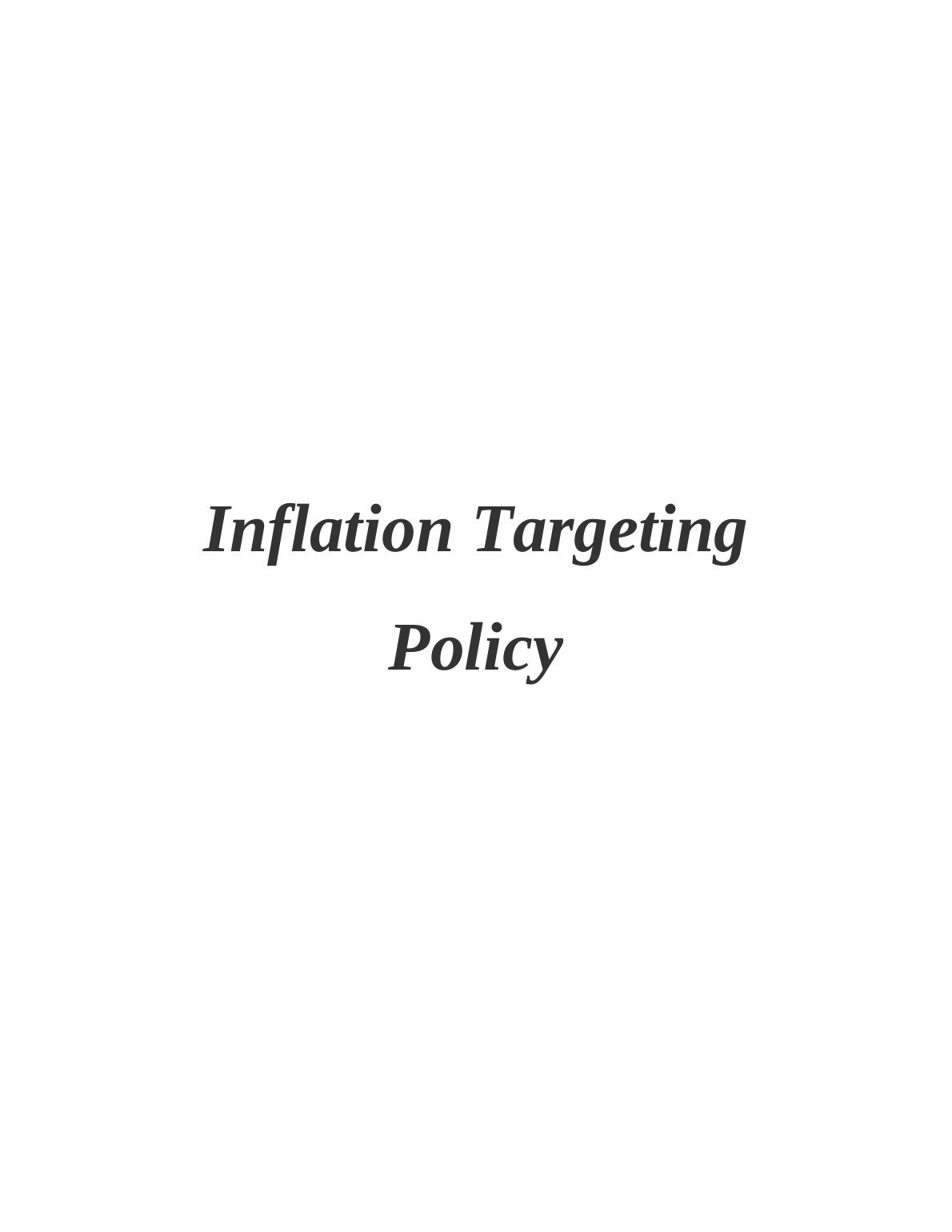 thesis on inflation targeting