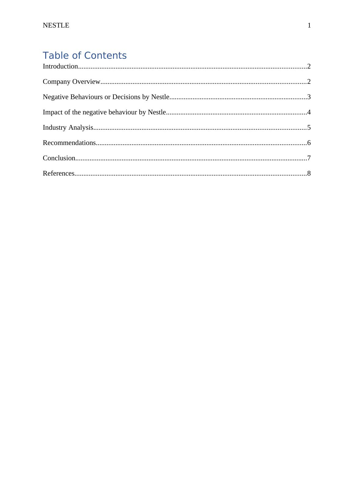 Report on Decisions taken by nestle 2022