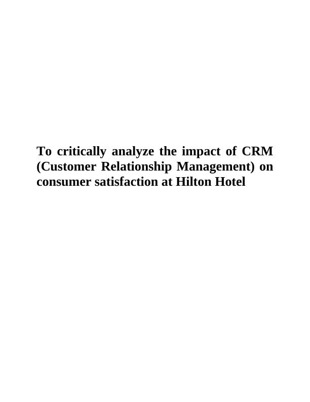 hilton hotel crm case study