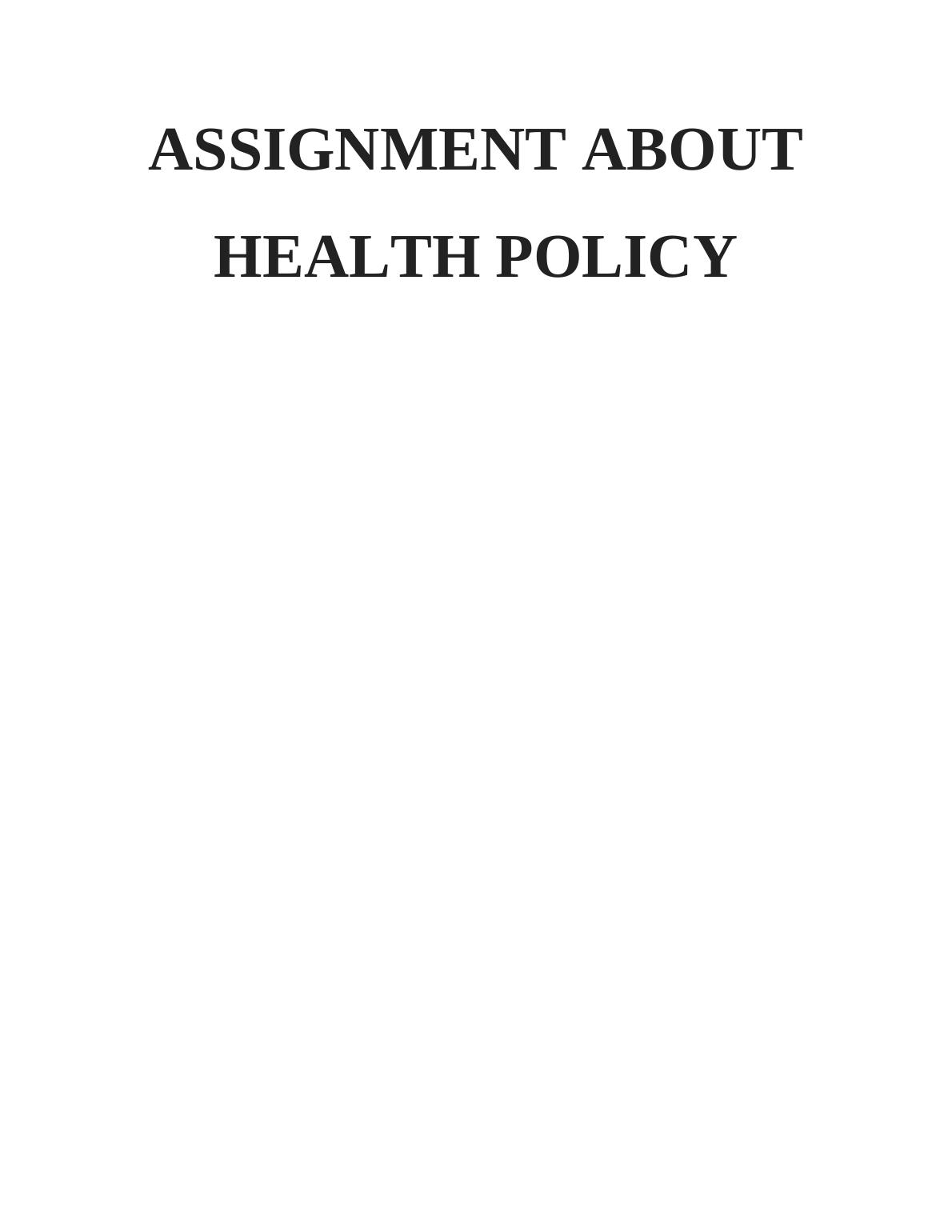 health policy assignment