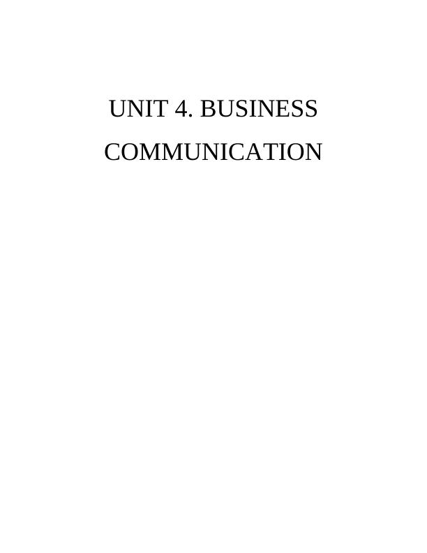 UNIT 4 Business Communication : Assignment_1