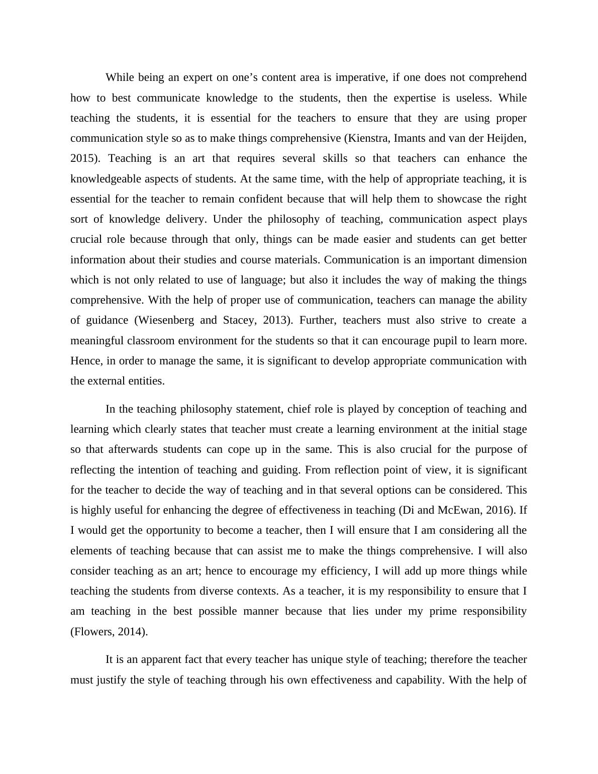 philosophy of education sample essay