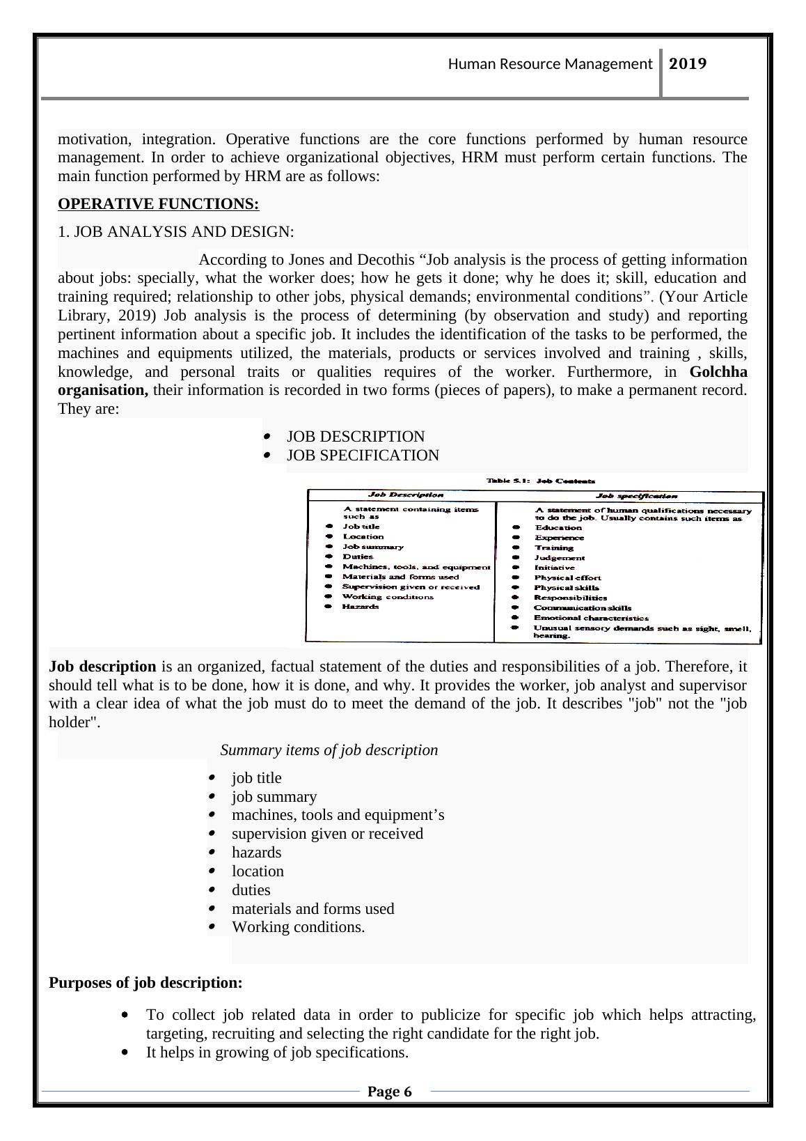 jobs assignment human resource management