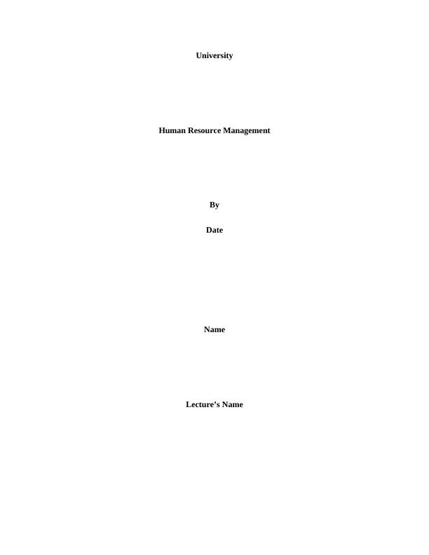 Human Resource Management Analysis - Assignment_1