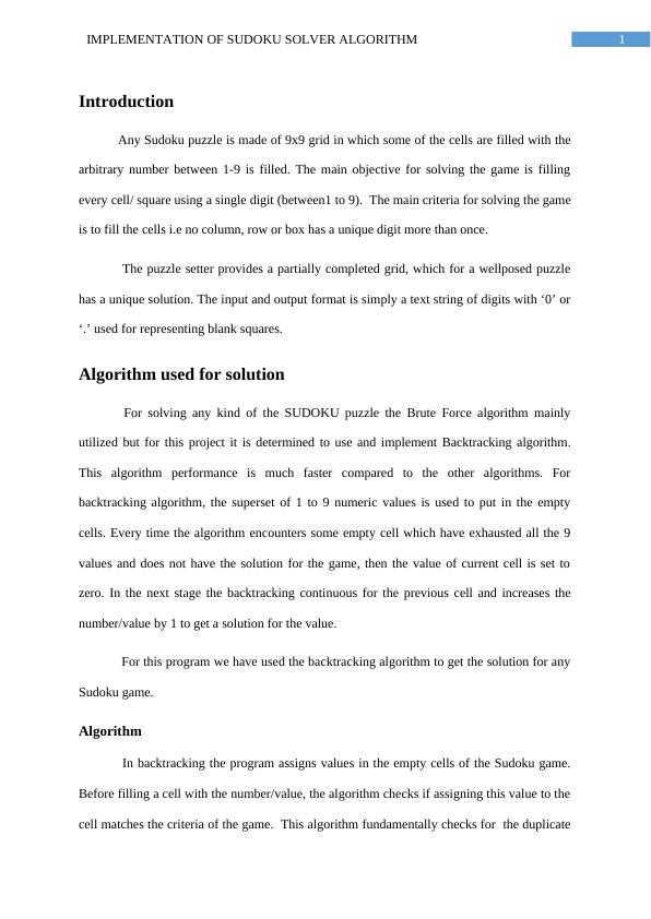 Sudoku Solver Algorithm Name Of The University Authors Note