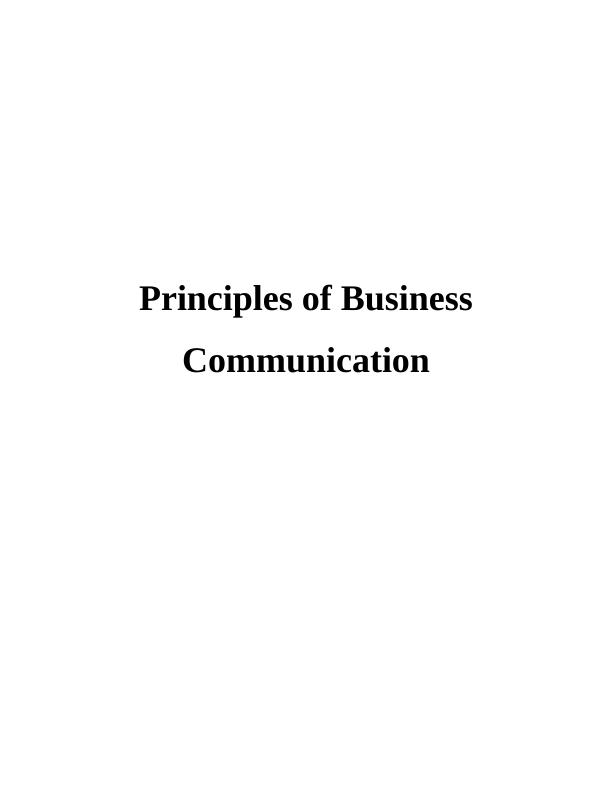 Principles of Business Communication : Report_1