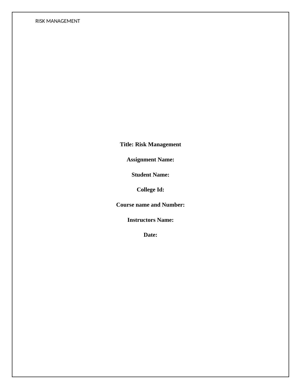 risk management in construction industry thesis