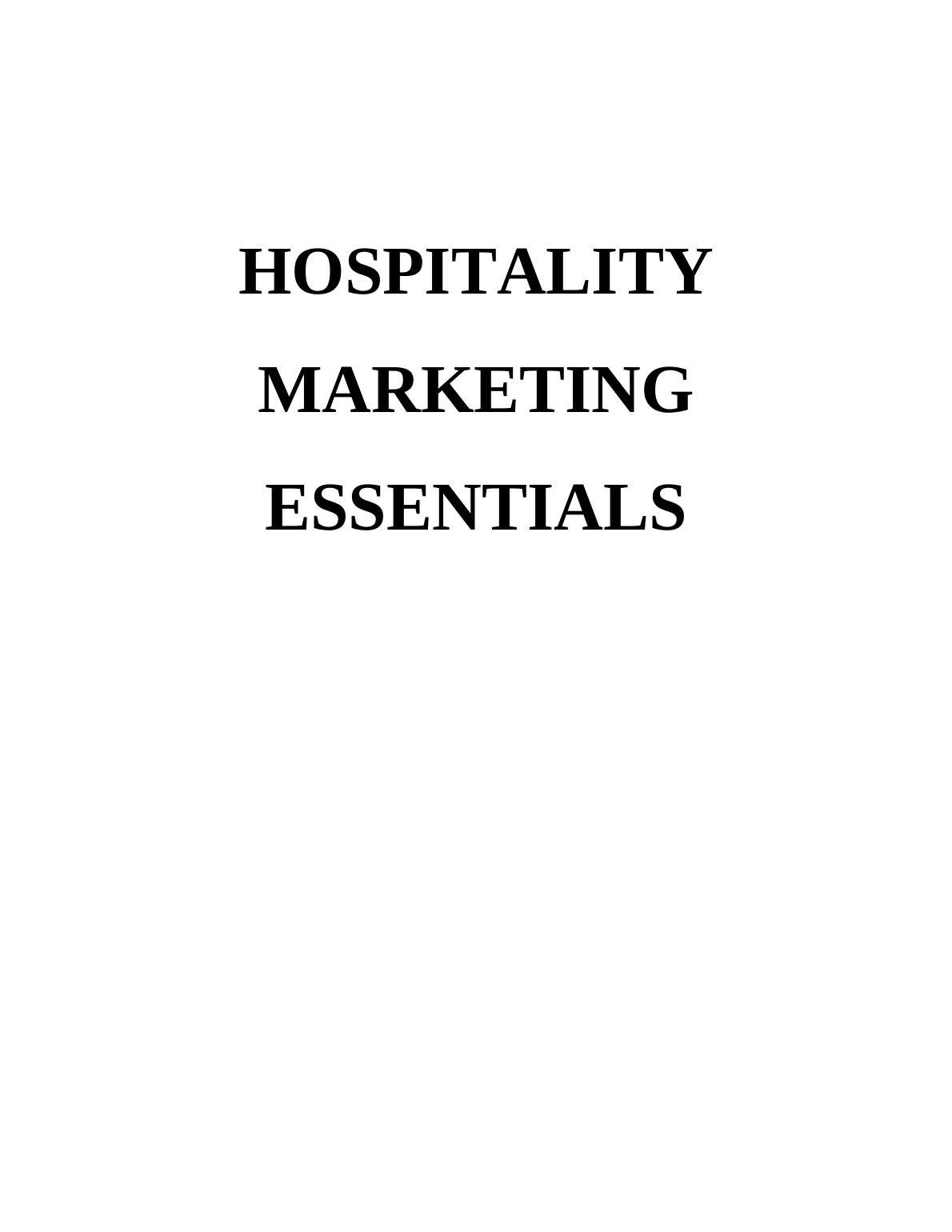 hospitality marketing assignment