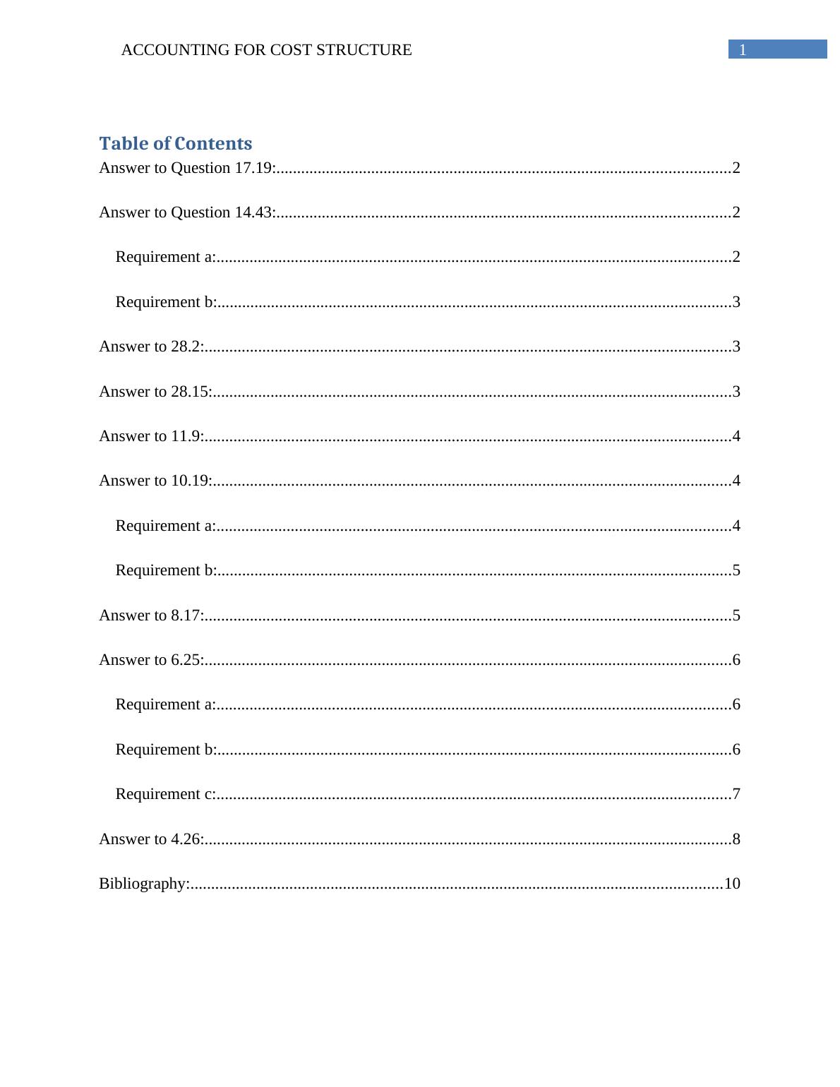 cost structure assignment