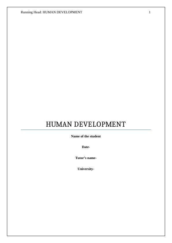 Report On Human Development | Self-Regulation_1